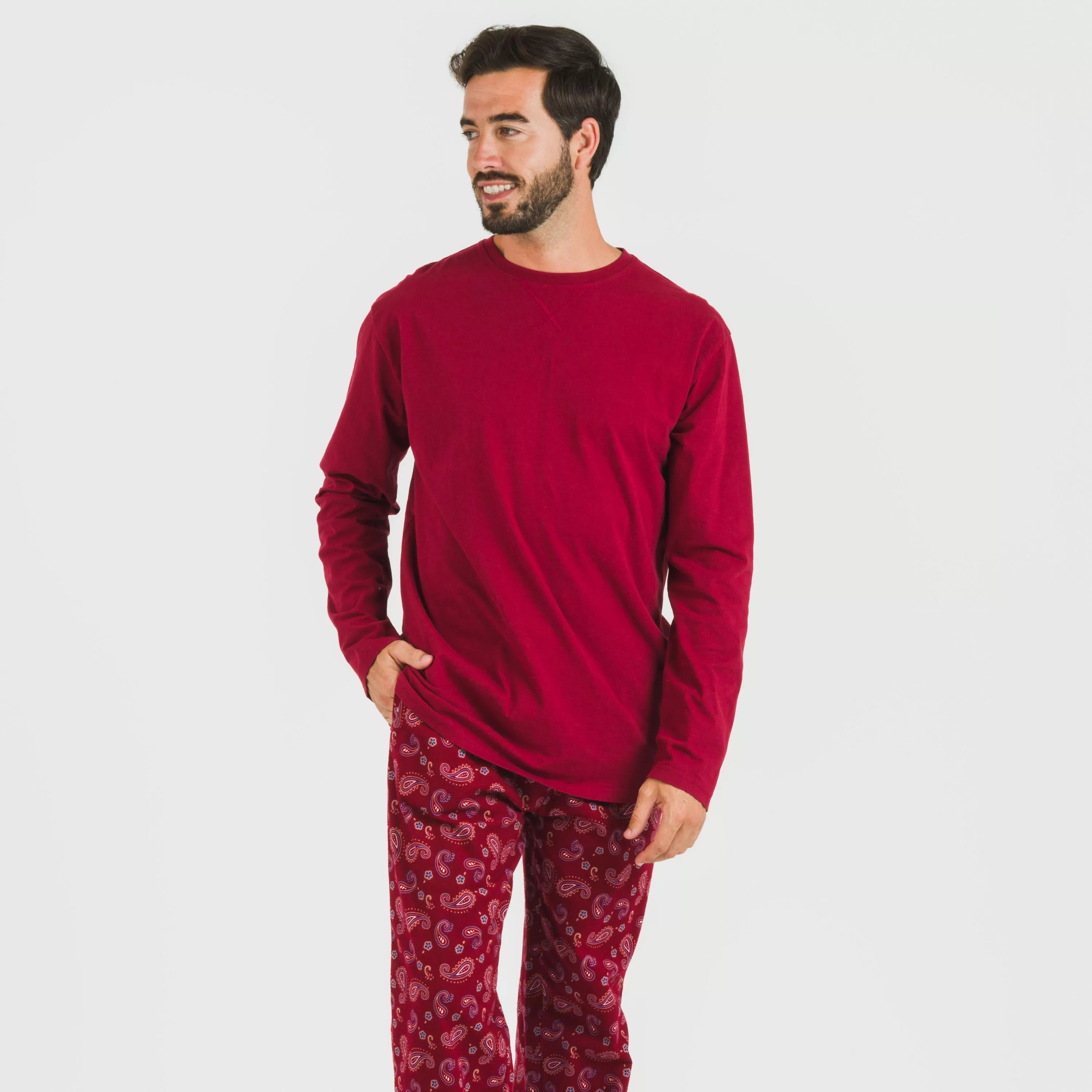 Pijama hombre franela Phylis burdeos