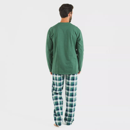 Pijama hombre franela Cuadro Ferni verde