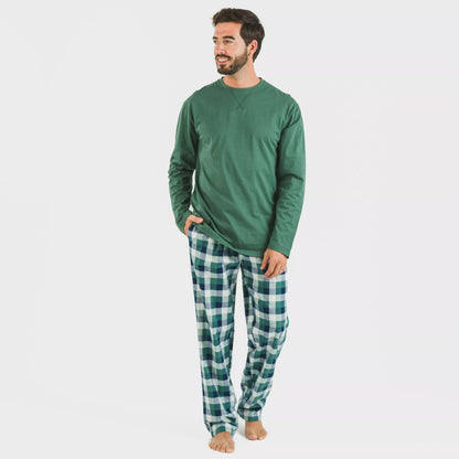 Pijama hombre franela Cuadro Ferni verde