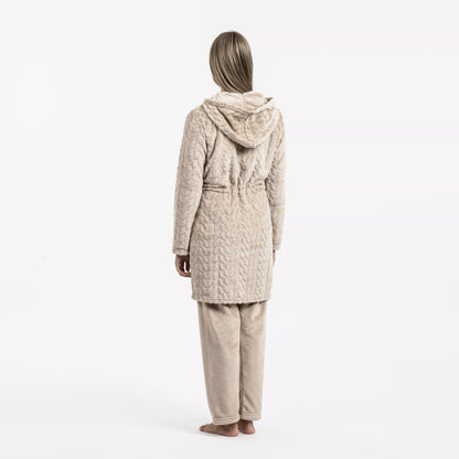 Bata terciopelo con gorro Devore lisa