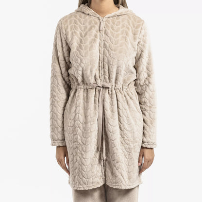 Bata terciopelo con gorro Devore lisa