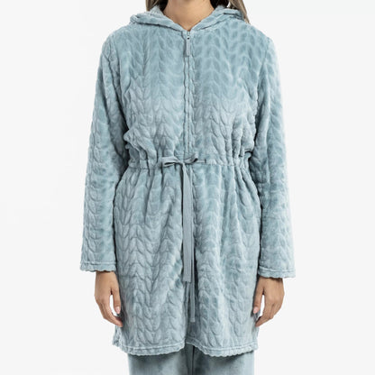 Bata terciopelo con gorro Devore lisa