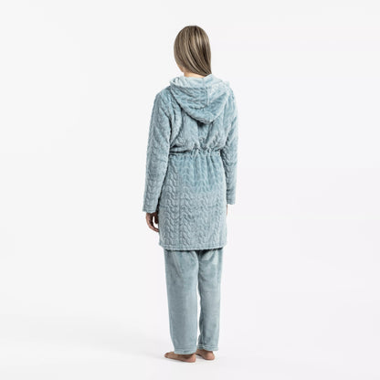 Bata terciopelo con gorro Devore lisa