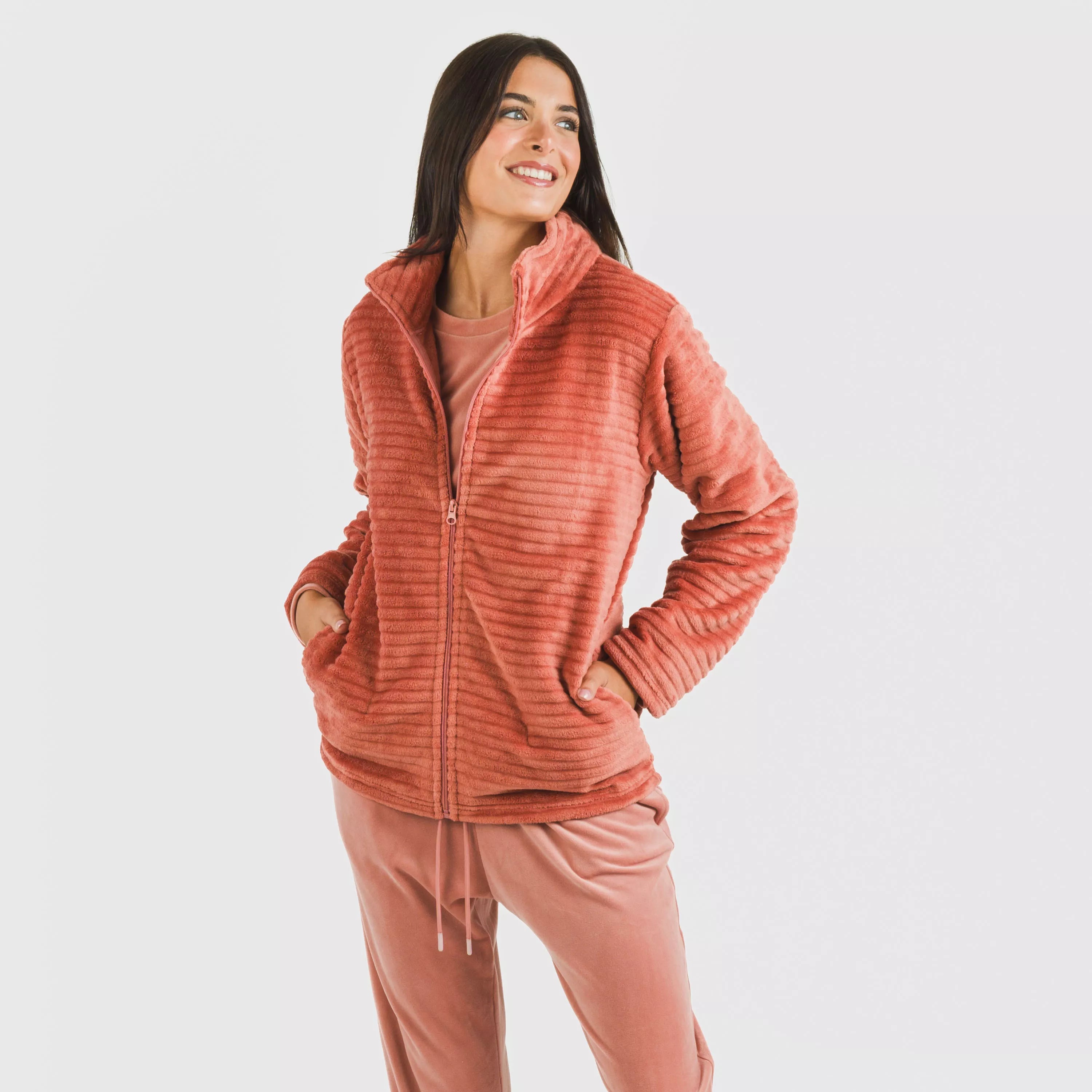 Moletom de veludo com listras lisas