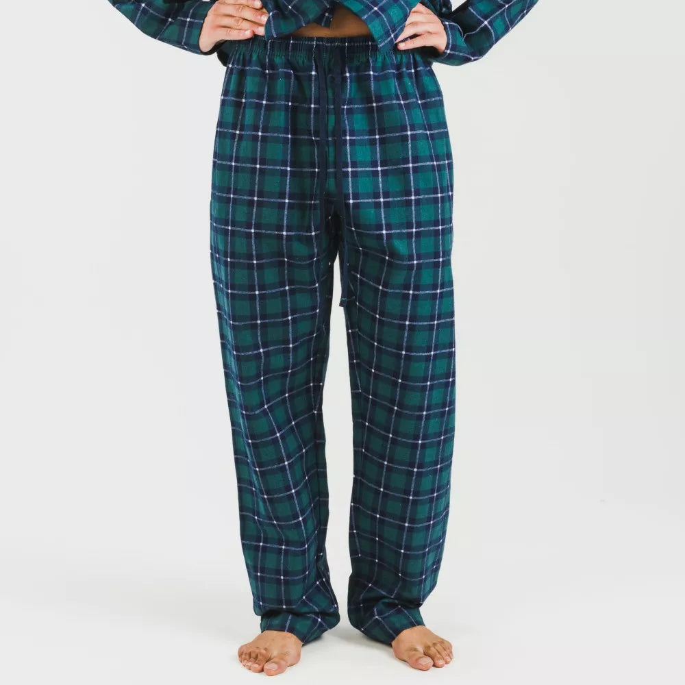 Pijama franela con solapa hombre Cuadro Ruz verde