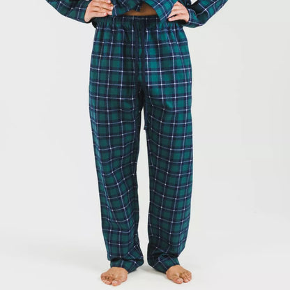 Pijama franela con solapa hombre Cuadro Ruz verde