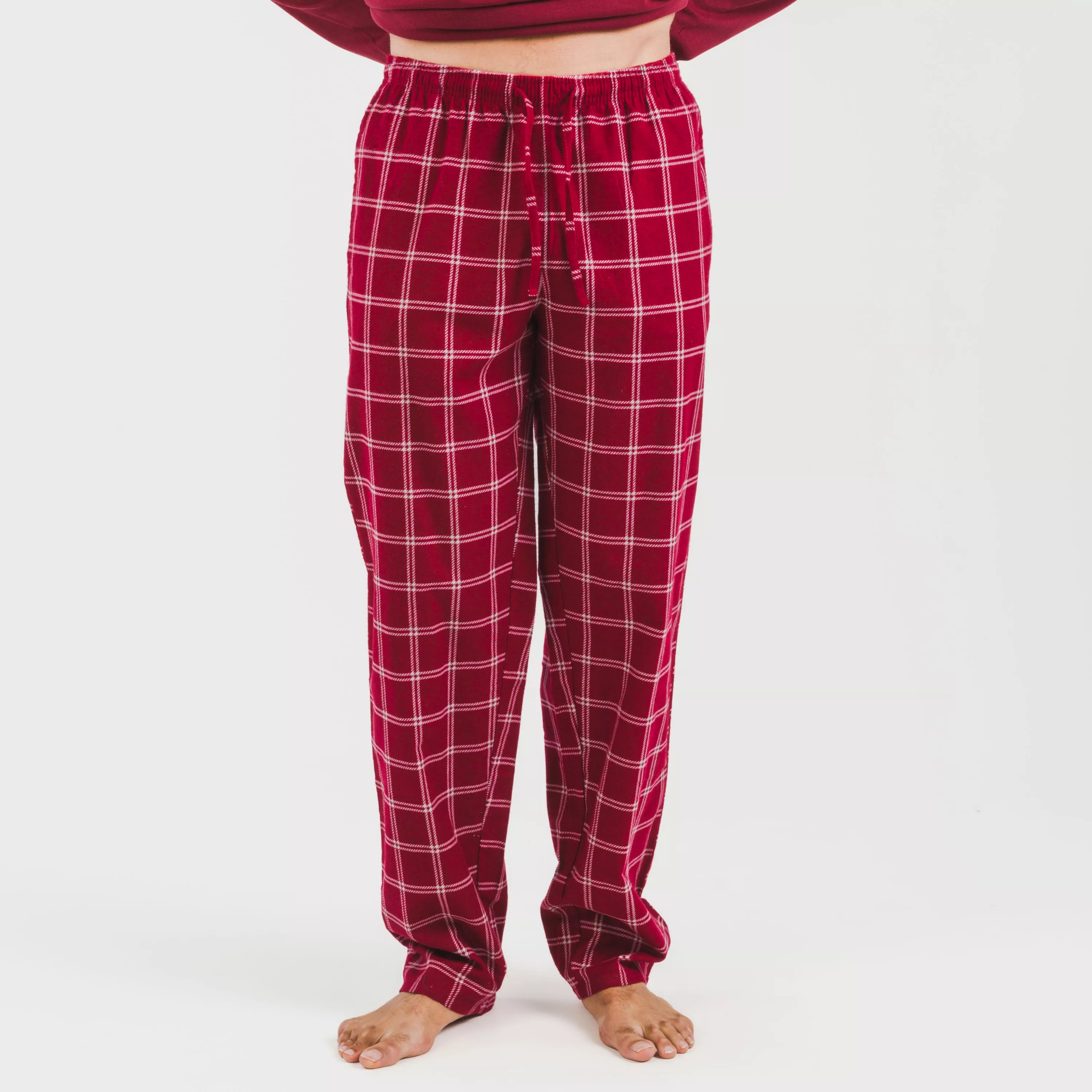 Pijama hombre franela Cuadro Nitari burdeos