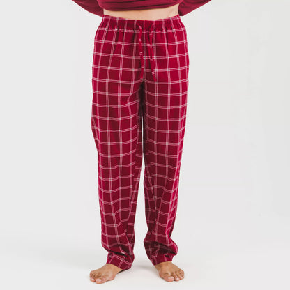 Pijama hombre franela Cuadro Nitari burdeos