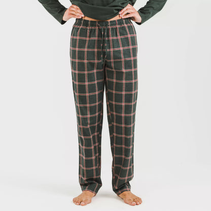 Pijama hombre franela Cuadro Nelby verde caceria
