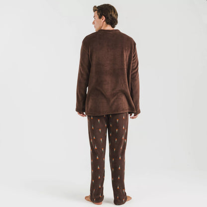 Pijama masculino Pelayo de lã coral marrom