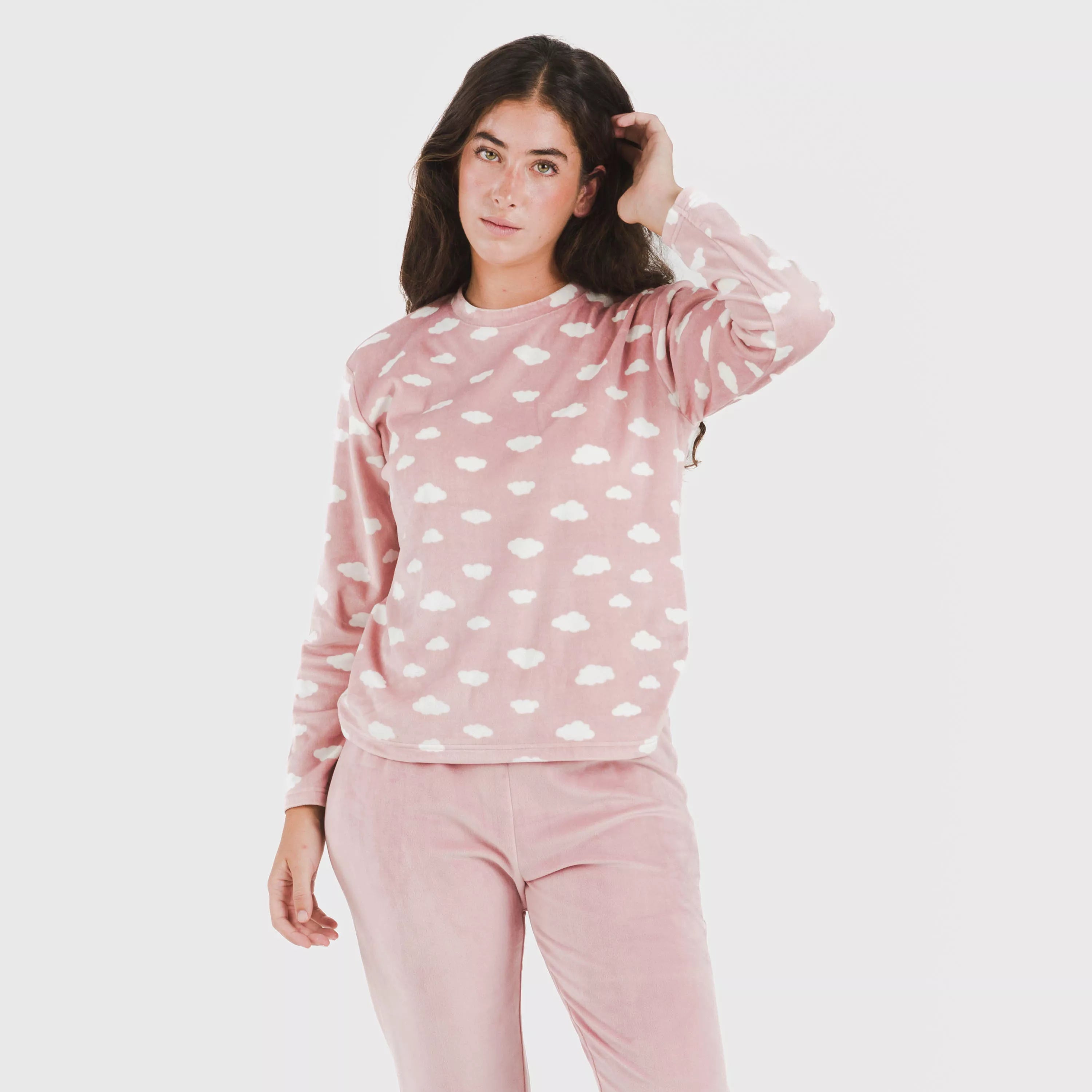 Pijama de veludo Little Cloud rosa claro