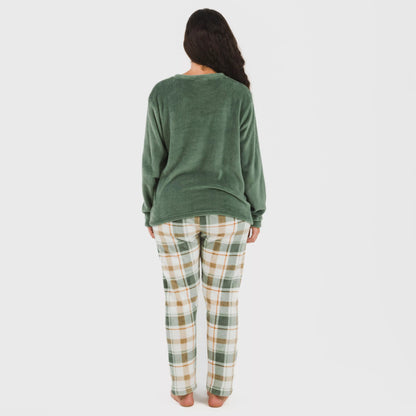 Pijama coral Cuadro Noric verde