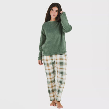 Pijama coral Cuadro Noric verde