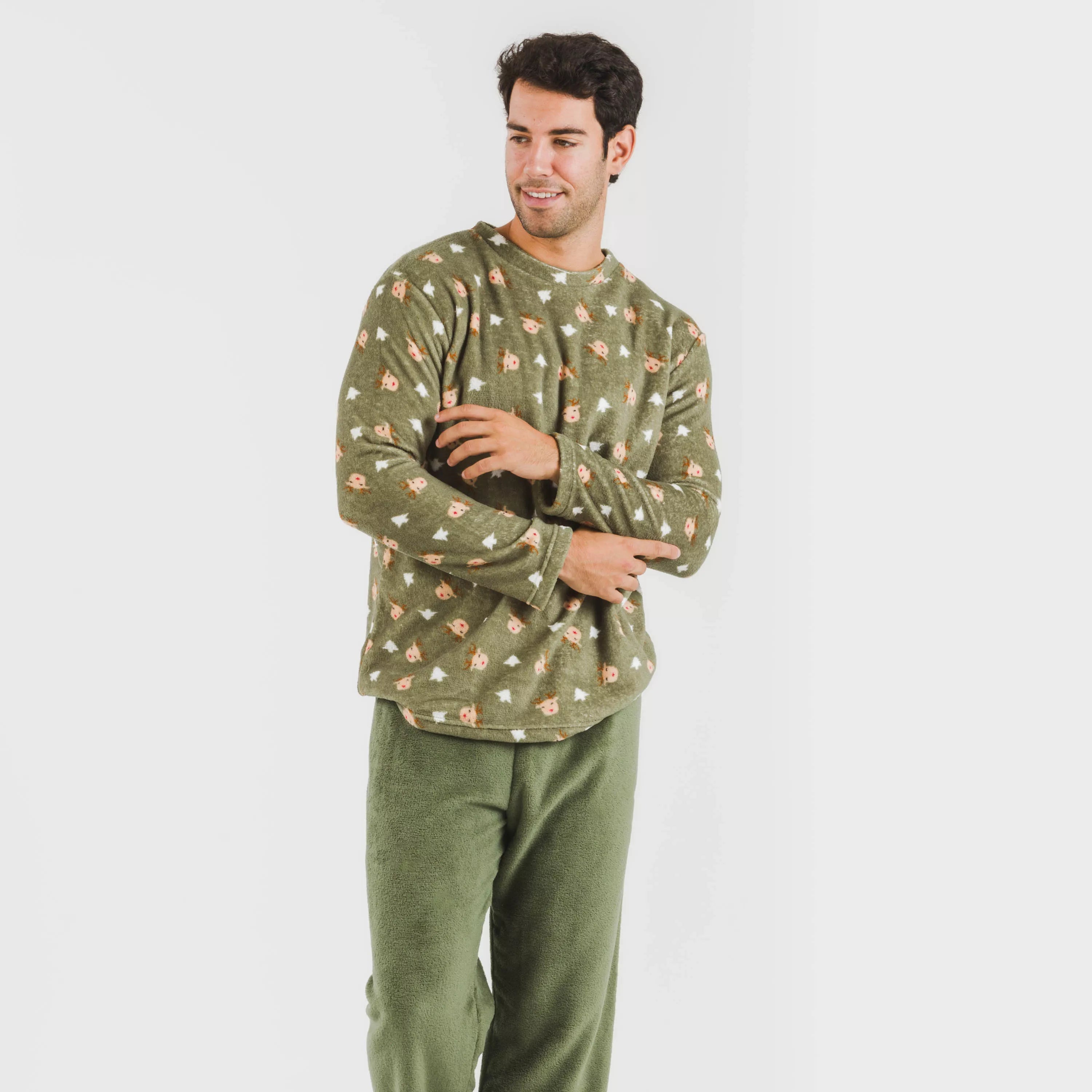 Pijama coral hombre Tatini verde caceria