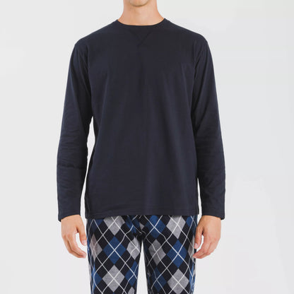 Pijama hombre franela Roldan azul marino