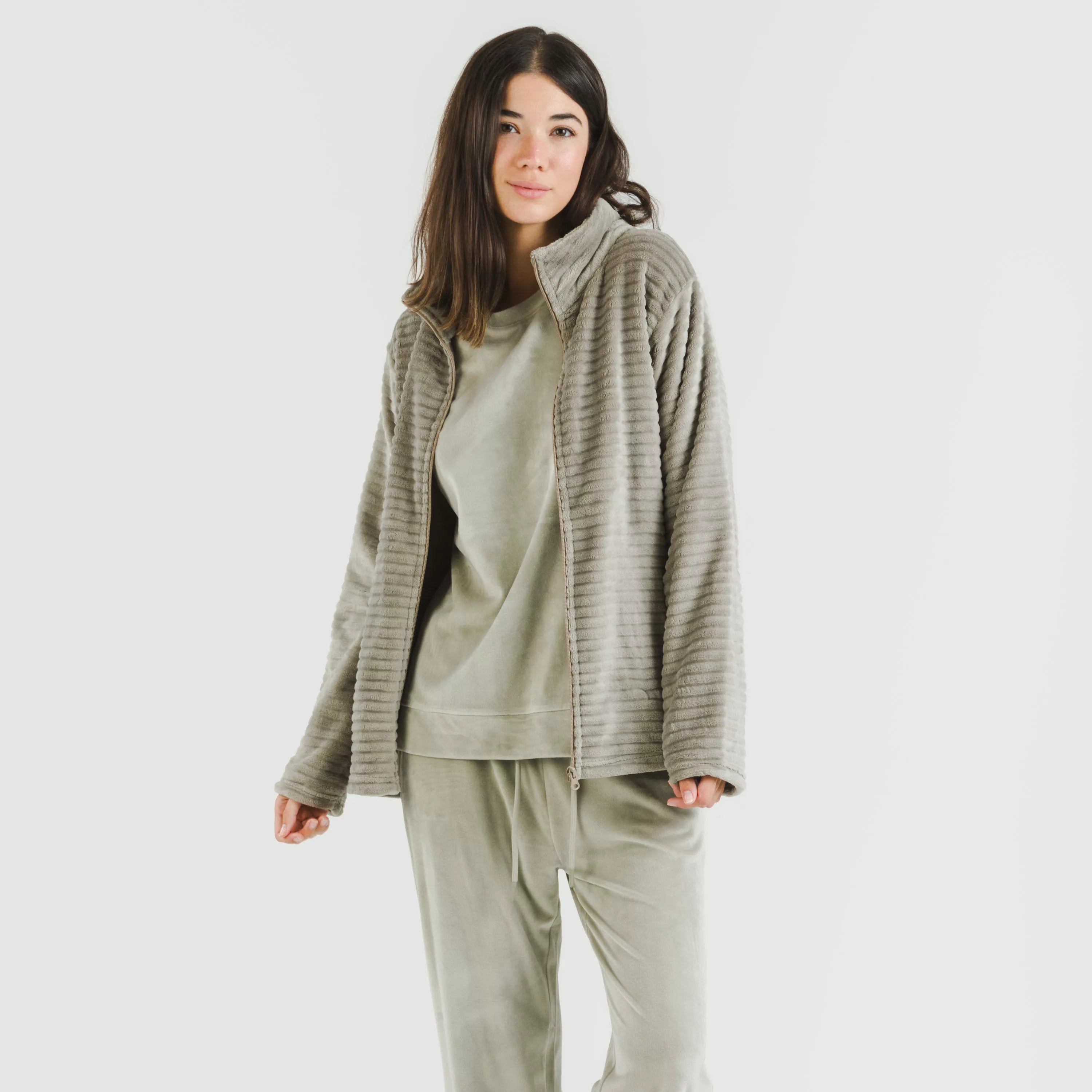 Sudadera terciopelo Raya lisa