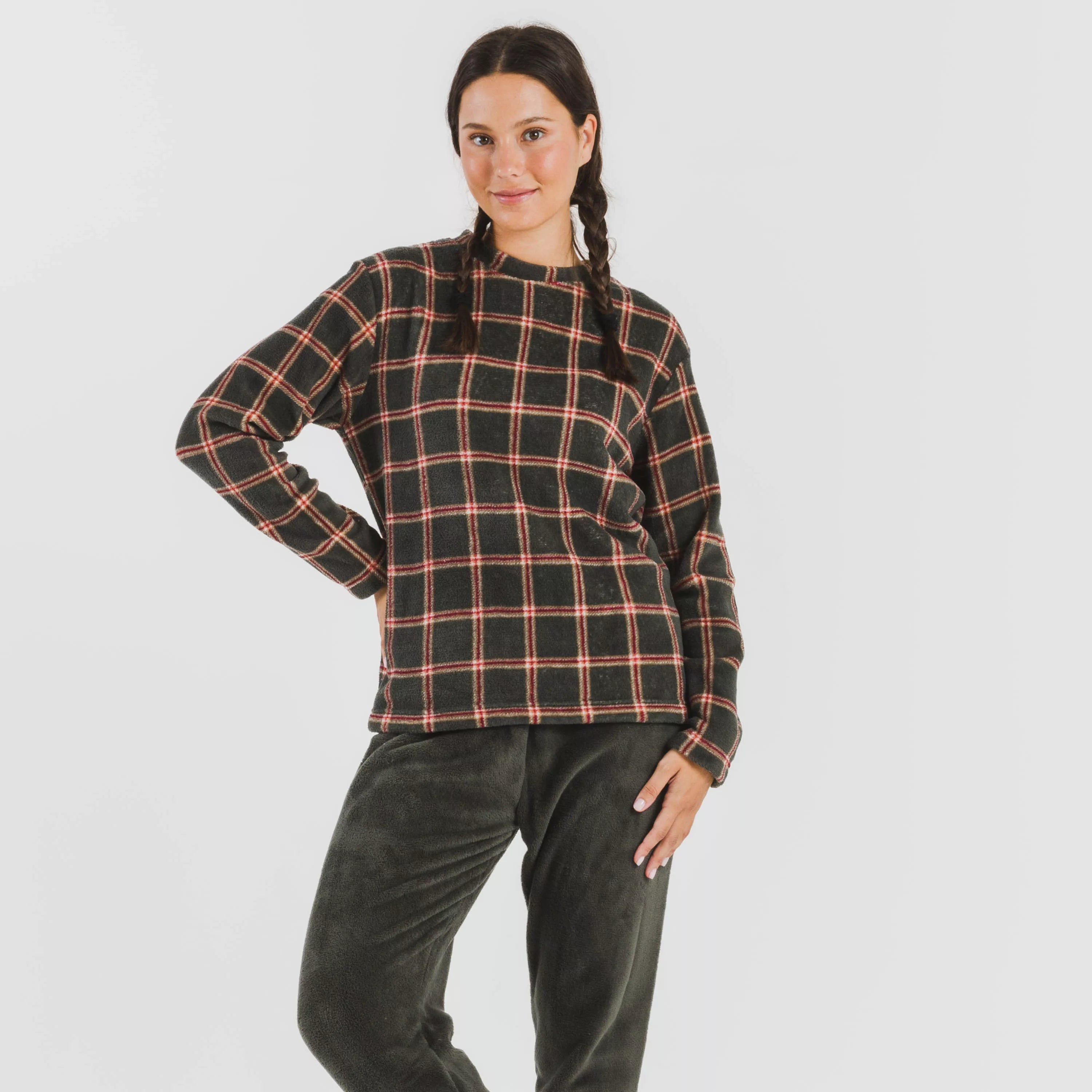 Pijama coral Cuadro Nelby verde caceria