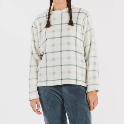 Pijama coral, xadrez azul Dua