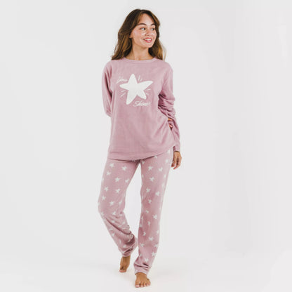 Pijama icônico de lã rosa malva