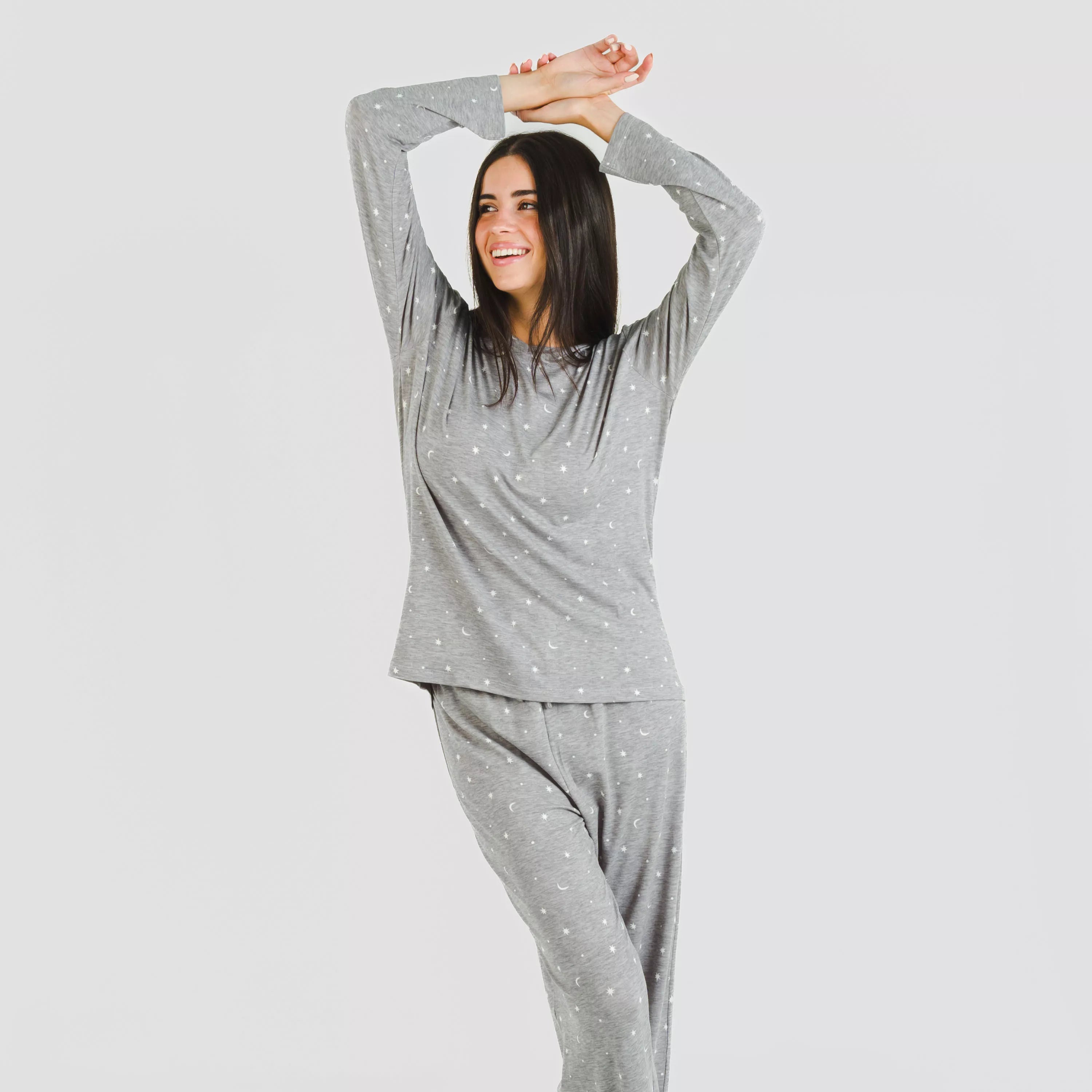Pijama largo mujer soft Ambarina gris marengo