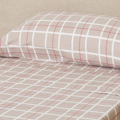 Juego de sábanas franela Cuadro Camel topo