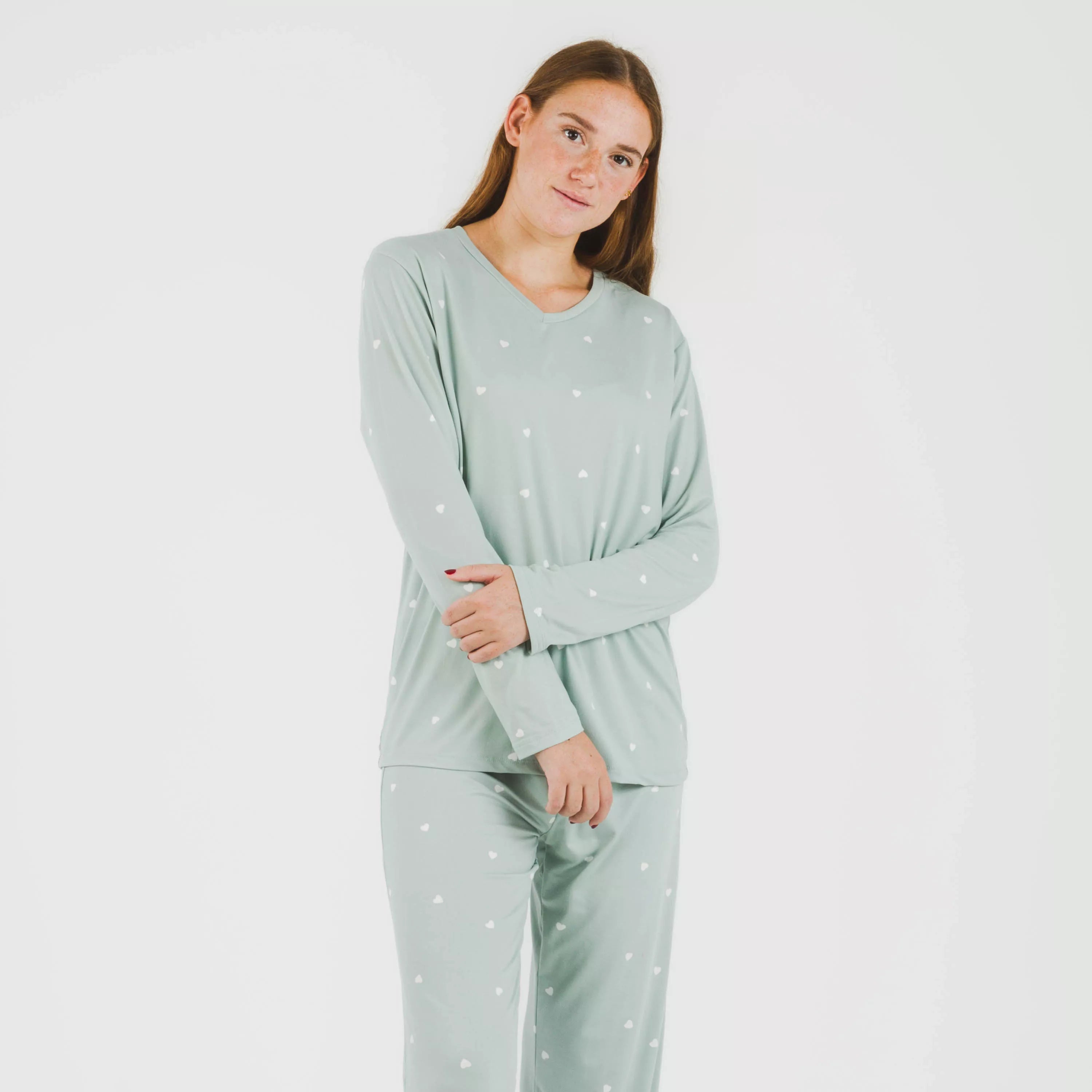 Pijama largo mujer soft Choer verde tiffany