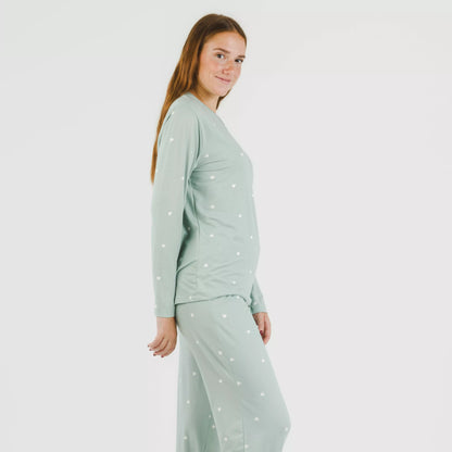 Pijama largo mujer soft Choer verde tiffany