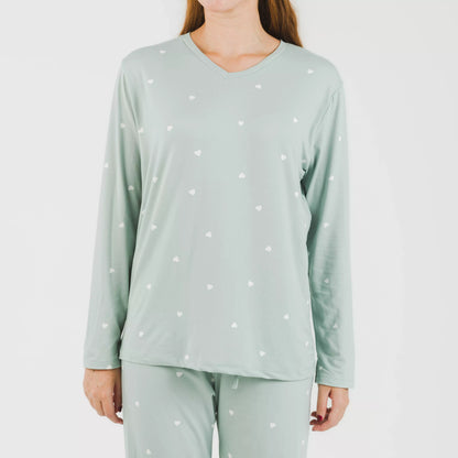 Pijama largo mujer soft Choer verde tiffany