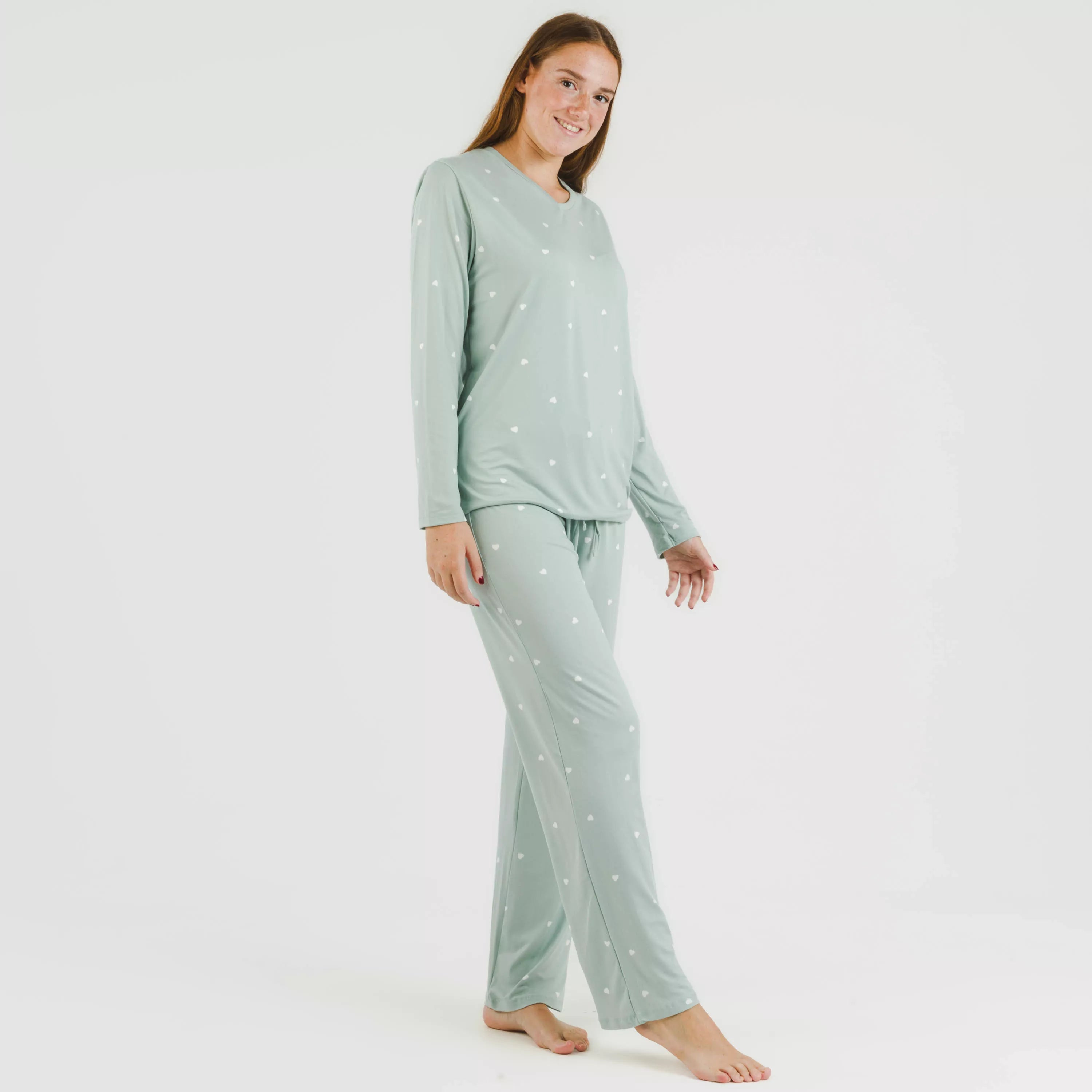 Pijama largo mujer soft Choer verde tiffany