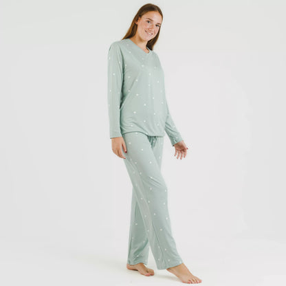 Pijama largo mujer soft Choer verde tiffany