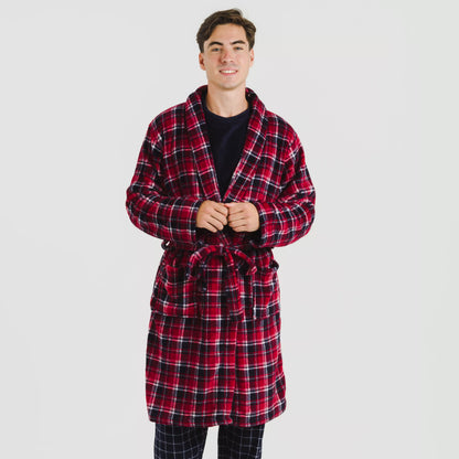 Roupão masculino coral Cocoro xadrez azul marinho