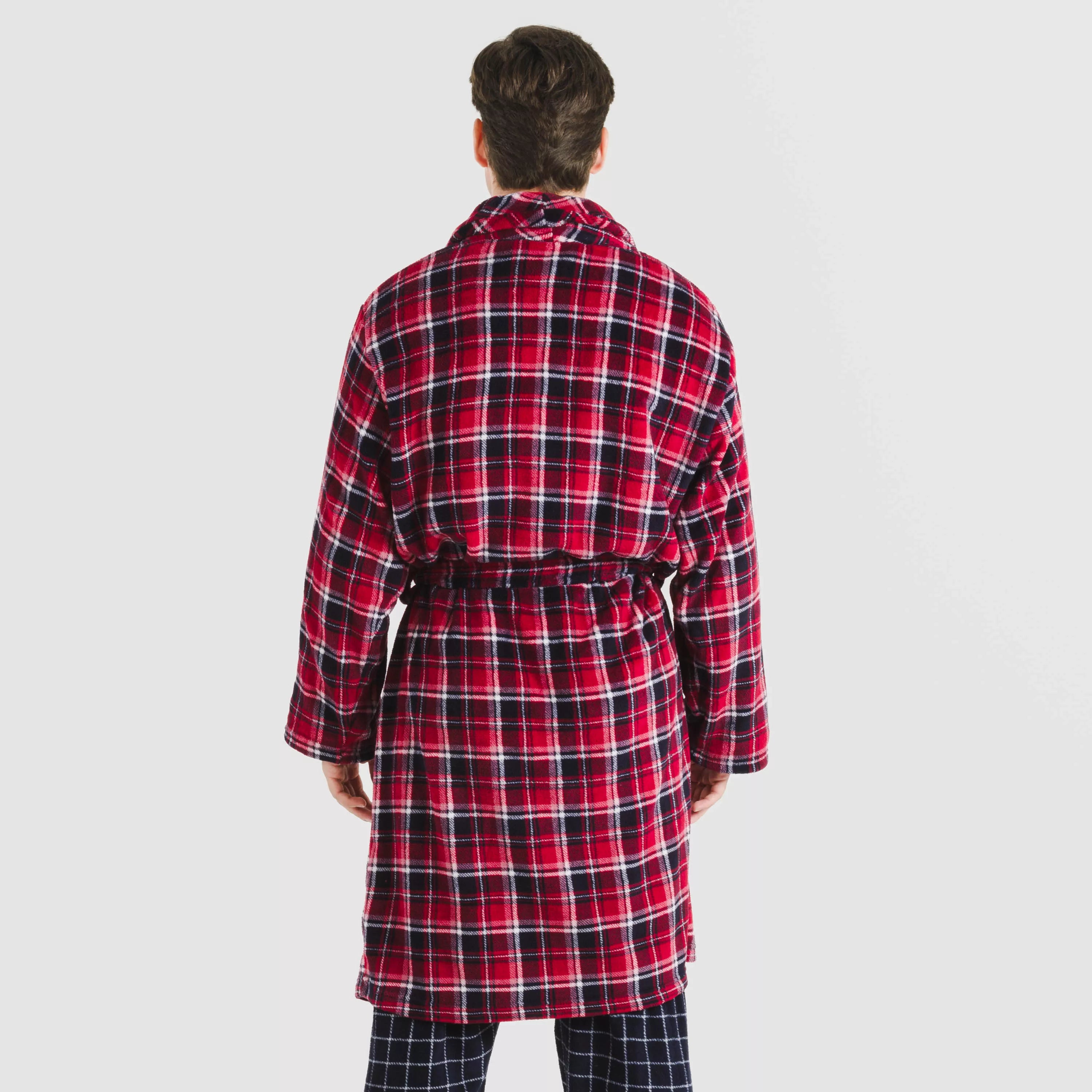 Roupão masculino coral Cocoro xadrez azul marinho