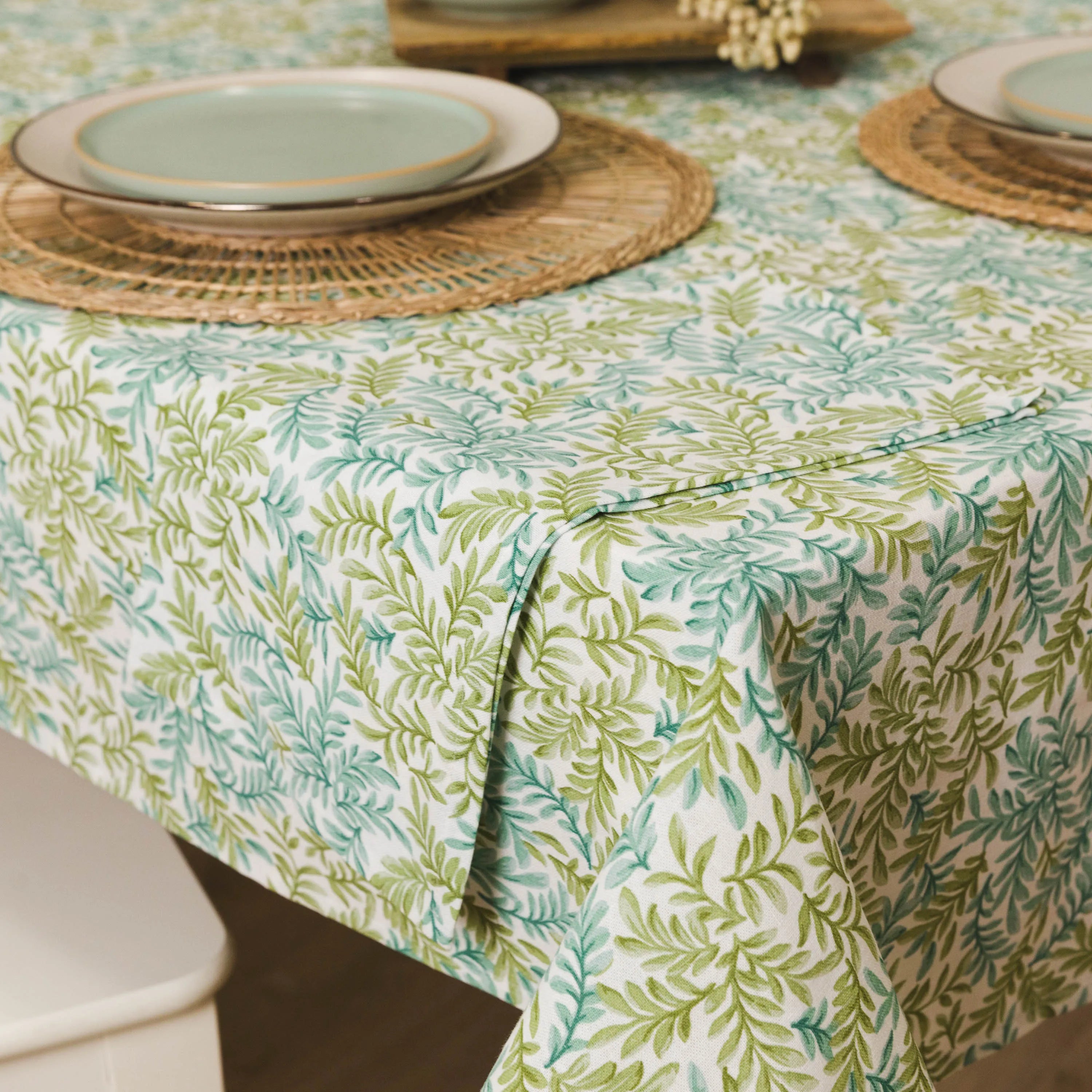 Toalha de mesa Zafra verde resistente a manchas