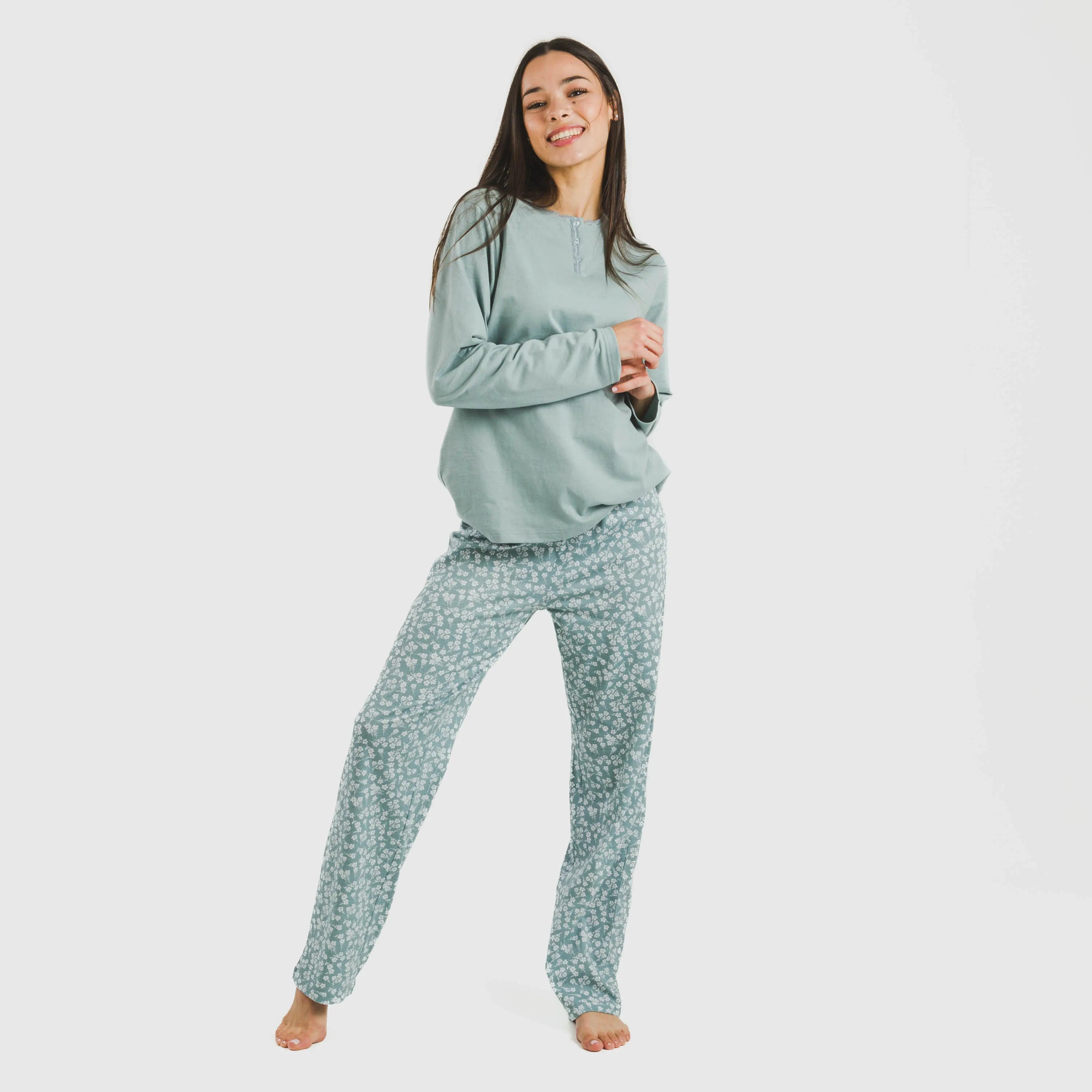 Pijama longo Oniris em algodão índigo