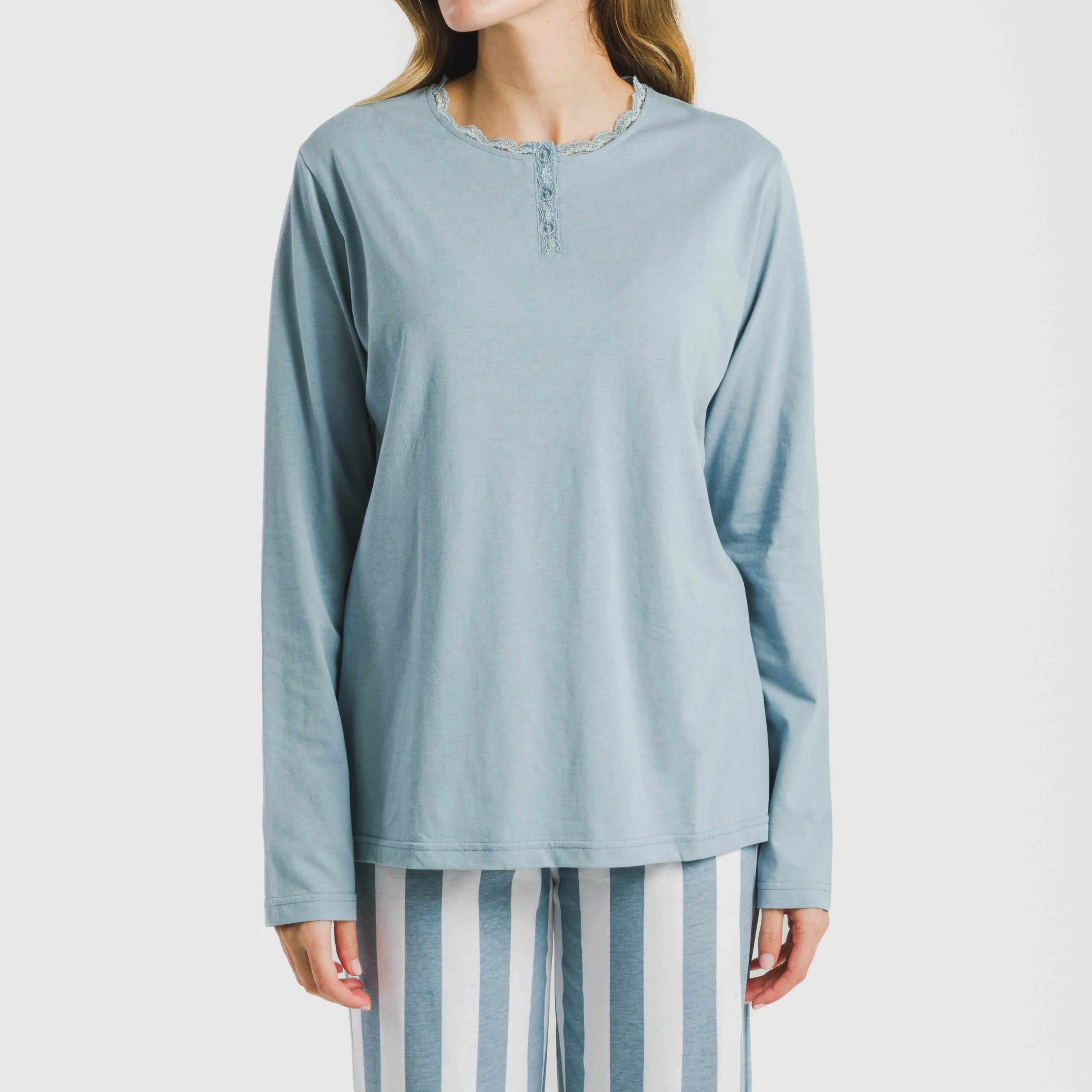 Pijama largo algodón Raya Elvis indigo