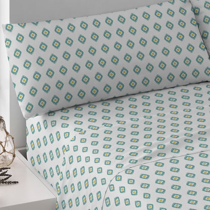 Jogo de lençóis de algodão Joy azul-turquesa
