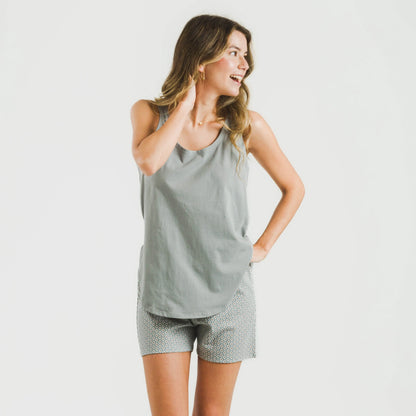 Pijama curto de algodão verde vibrante