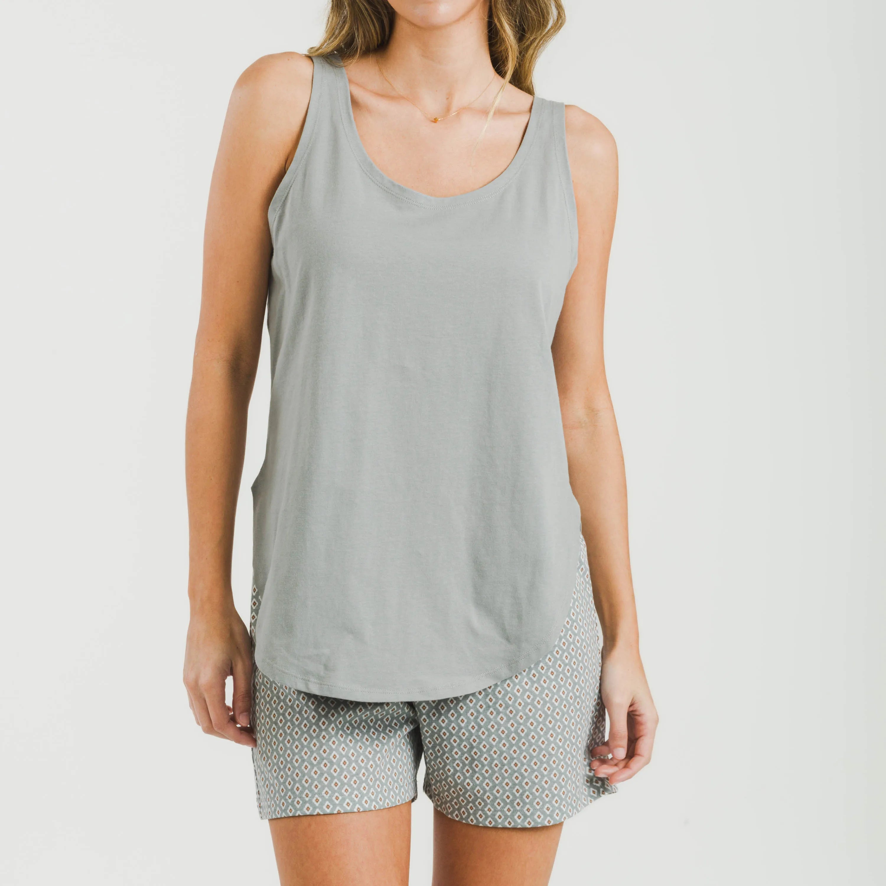 Pijama curto de algodão verde vibrante