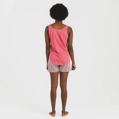 Pijama curto de algodão rosa Jannat