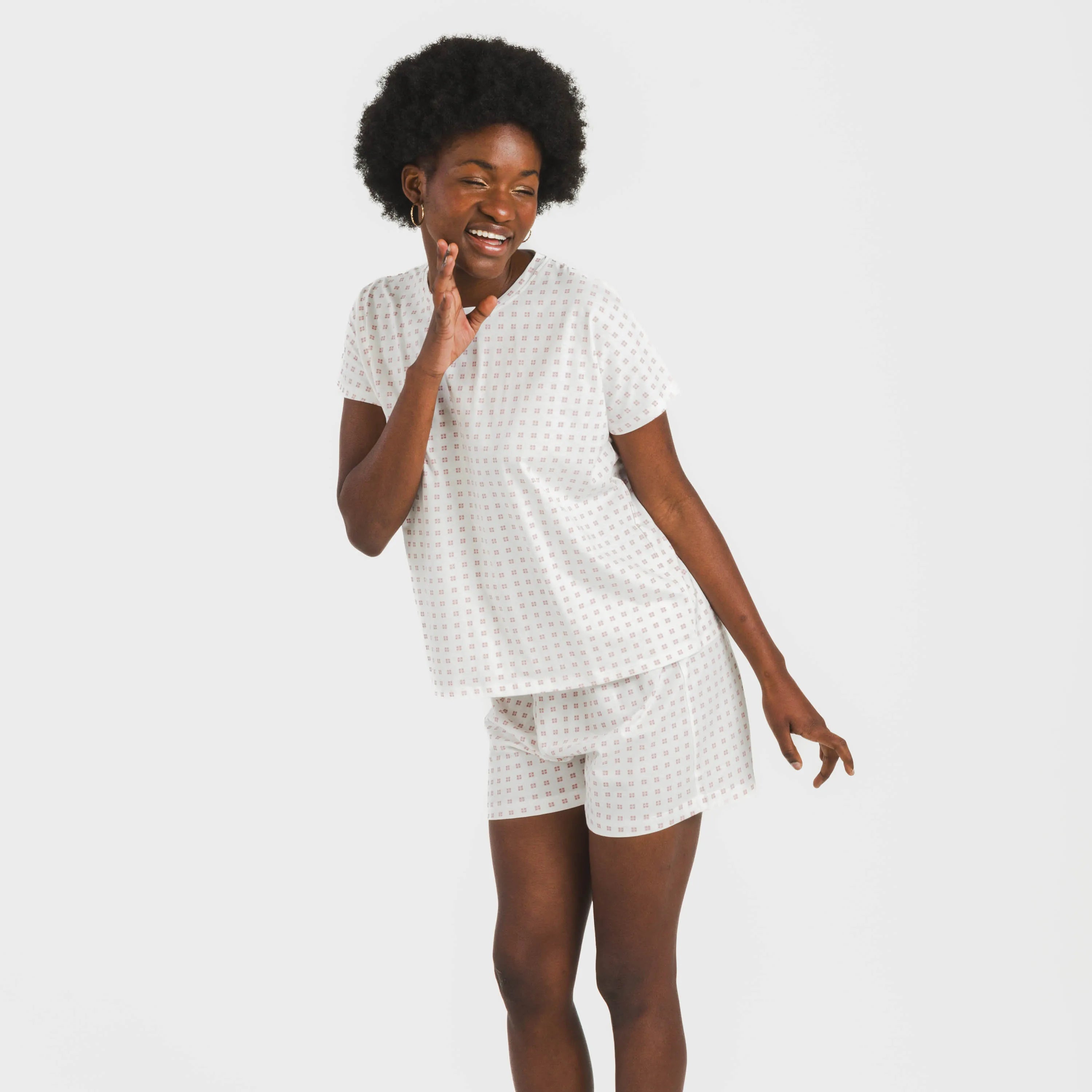 Pijama corto manga fluida algodón mujer Klaus marsala