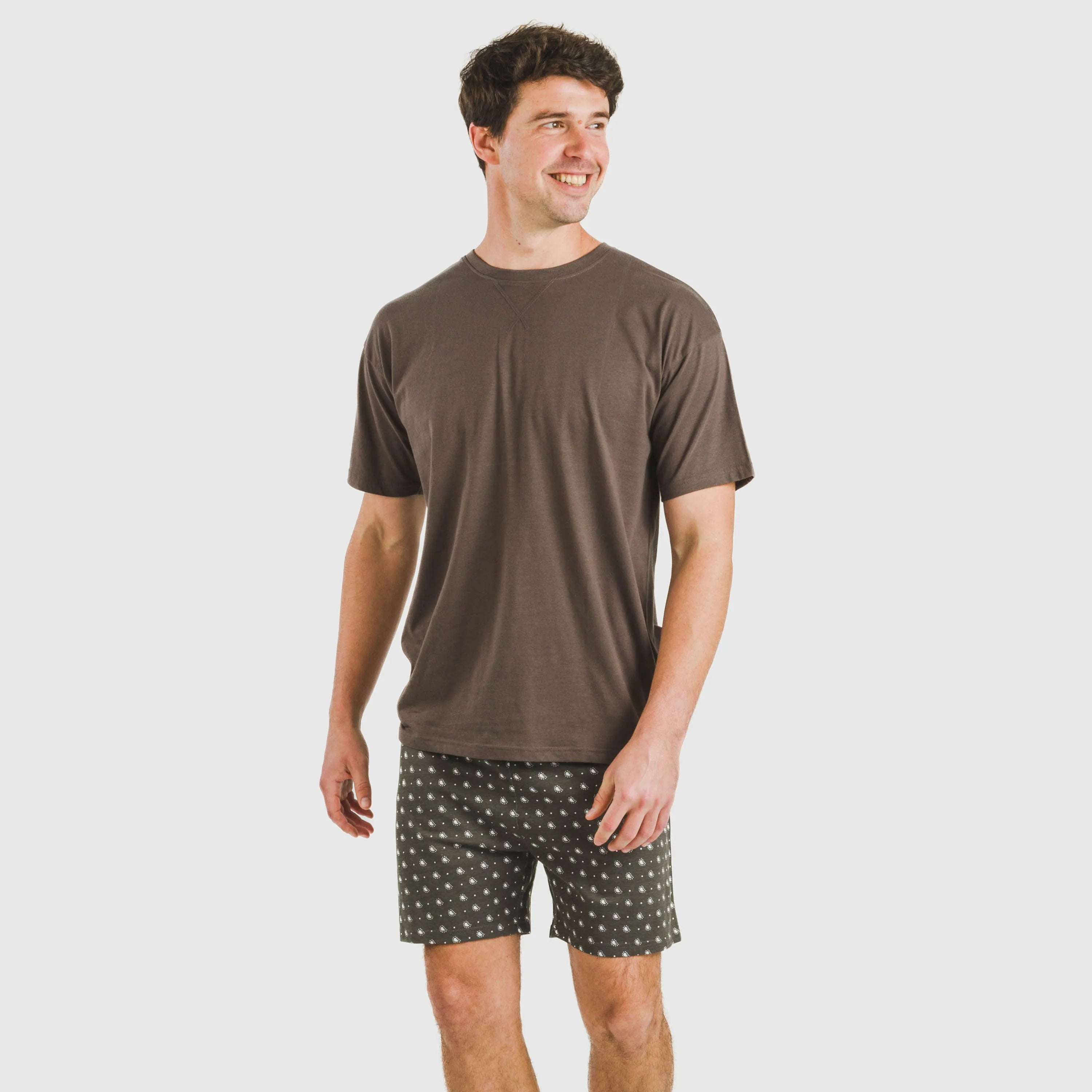 Pijama corto algodón hombre Cachemir petroleo