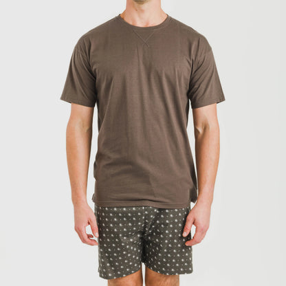 Pijama corto algodón hombre Cachemir petroleo