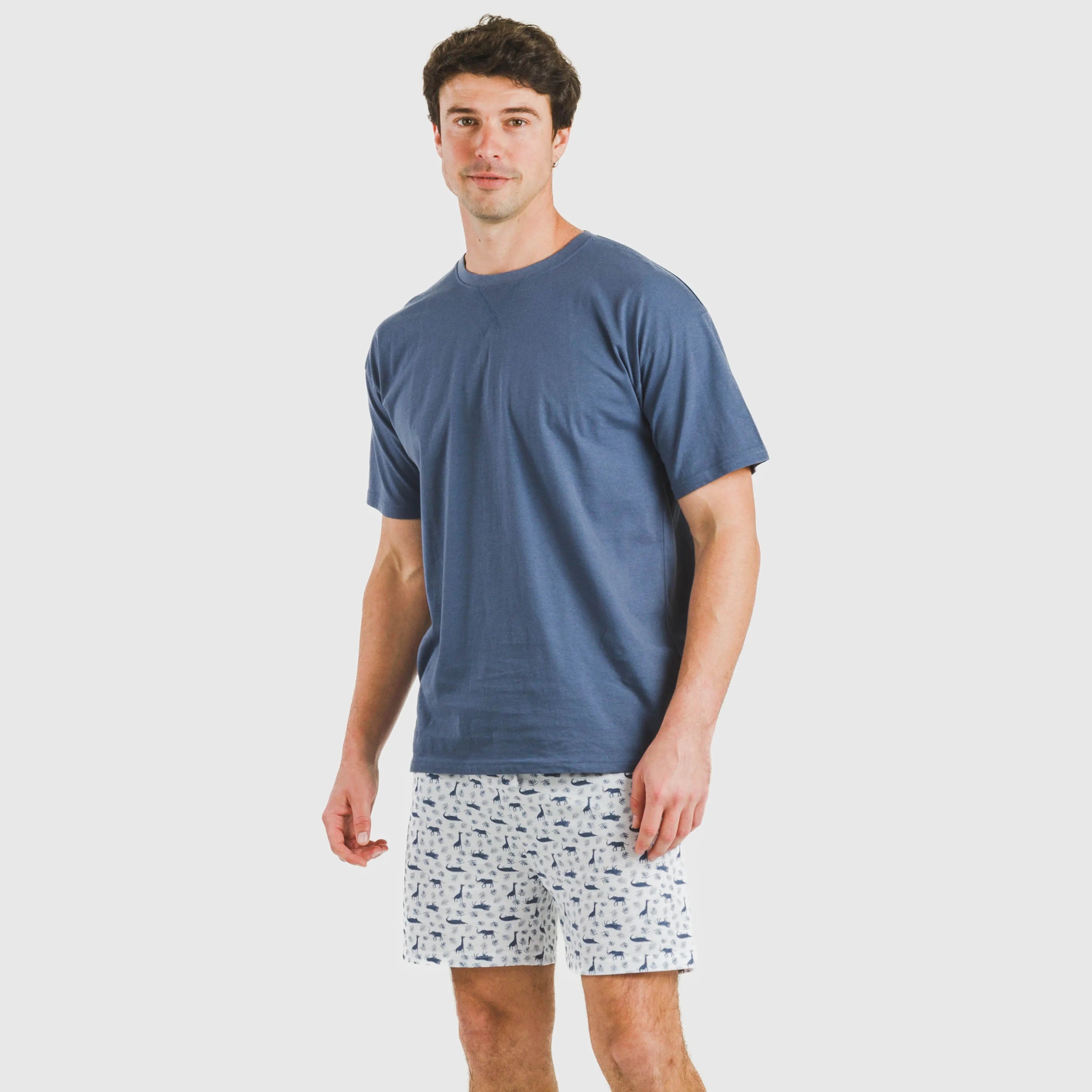 Pijama corto algodón hombre Saachi azul