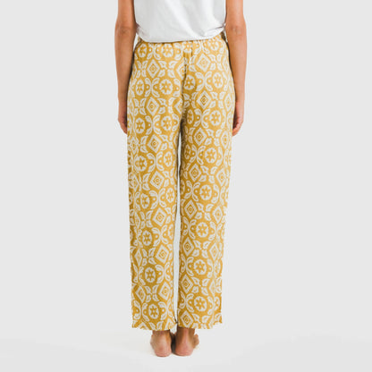 Calças viscosa Calsita mostarda