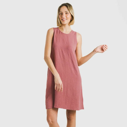 Vestido curto com alças, em musselina de algodão lisa.