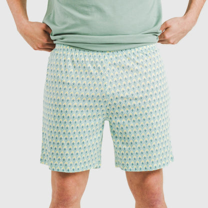 Pijama curto masculino de algodão, verde Olympus francês