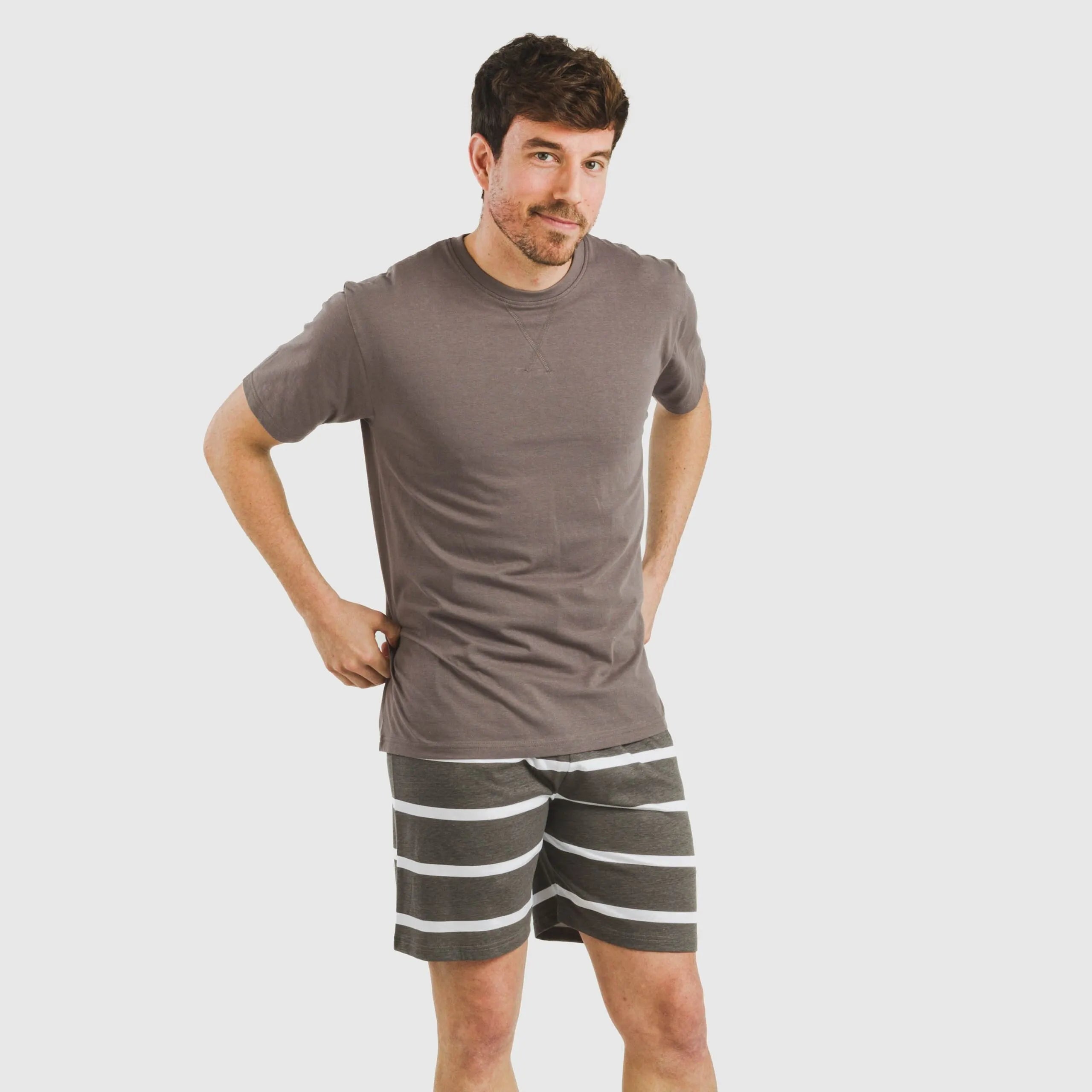 Pijama corto algodón hombre Raya Nit New topo