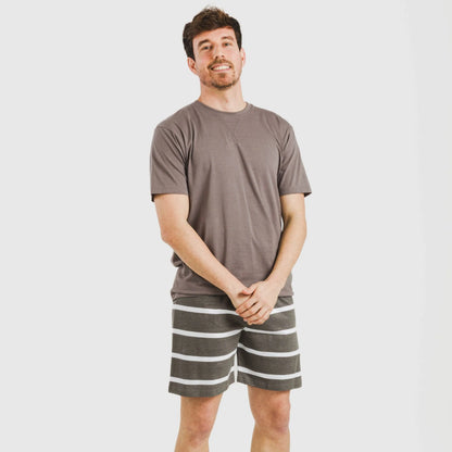 Pijama corto algodón hombre Raya Nit New topo