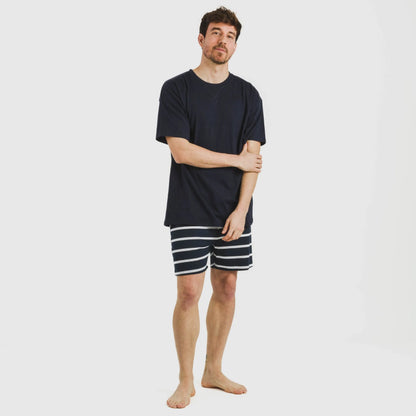 Pijama corto algodón hombre Raya Sailor azul marino