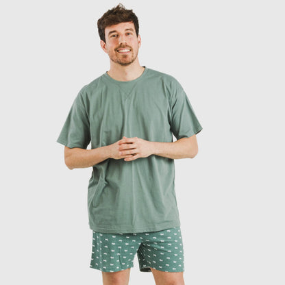 Pijama corto algodón hombre Dawin verde